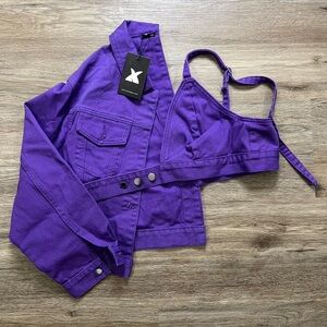 Purple Jean Jacket/ Bralette